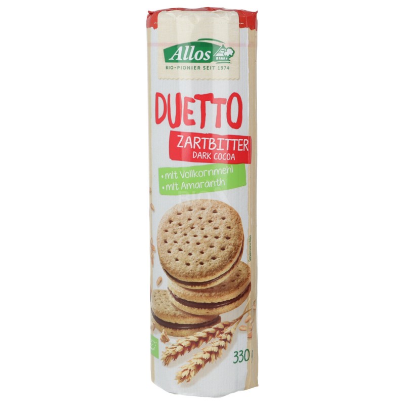 Duetto Dark Bio Biscotti Doppi Farciti Con Crema Cacao Leggermente