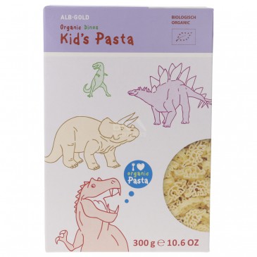 Qui trovi pasta divertente biologica per bambini a forma di piccoli  dinosauri preistorici 300g marca: Alb-Gold