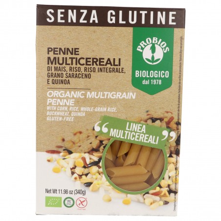 Penne multicereali senza glutine di mais, riso, riso integrale, grano  saraceno e quinoa bio