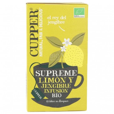 Infuso biologico Supreme Limone e Zenzero in filtri non sbiancati 50g Cupper